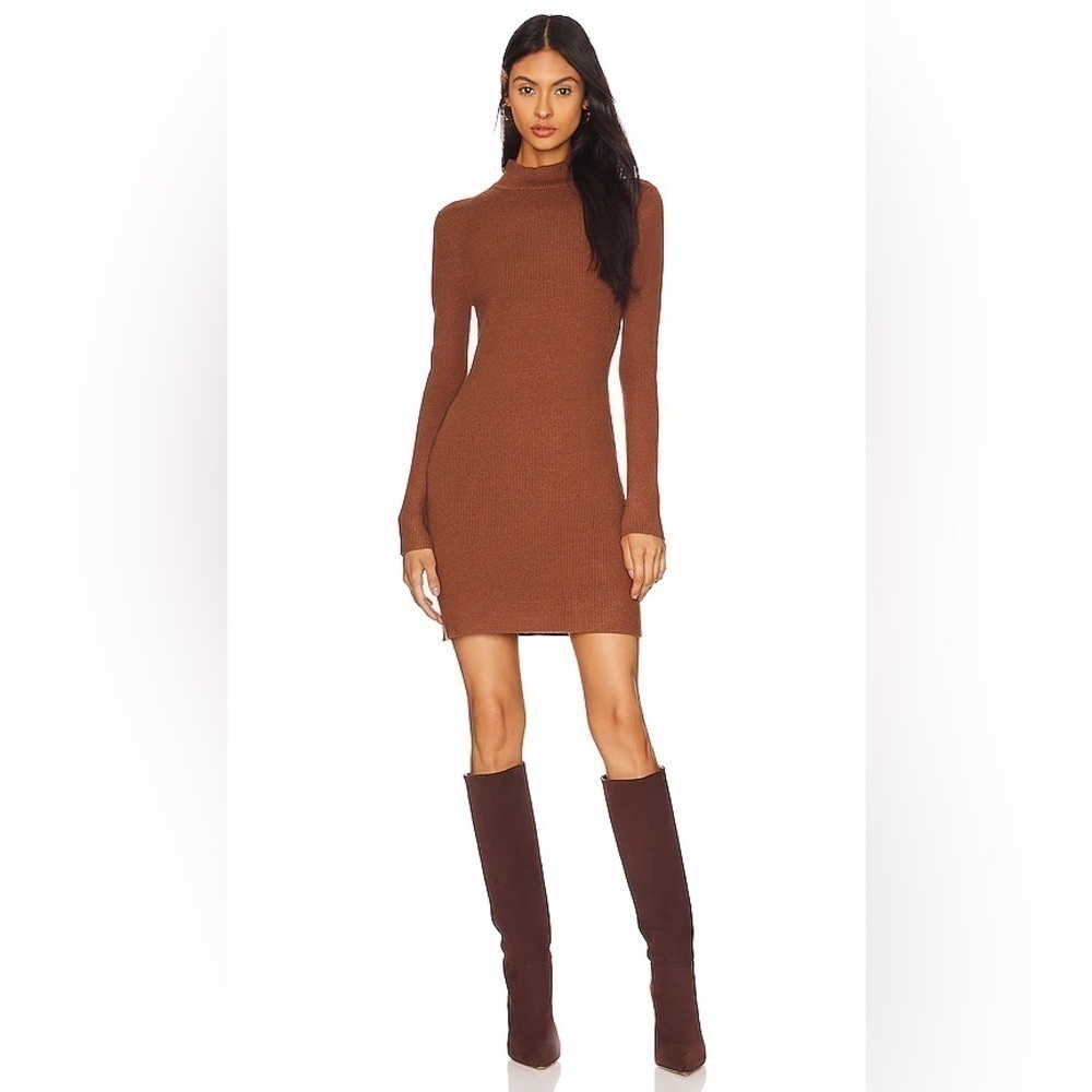 NEW w/Tags Line & Dot Reiss Ribbed Knit mini dress long sleeves, mock neck Large